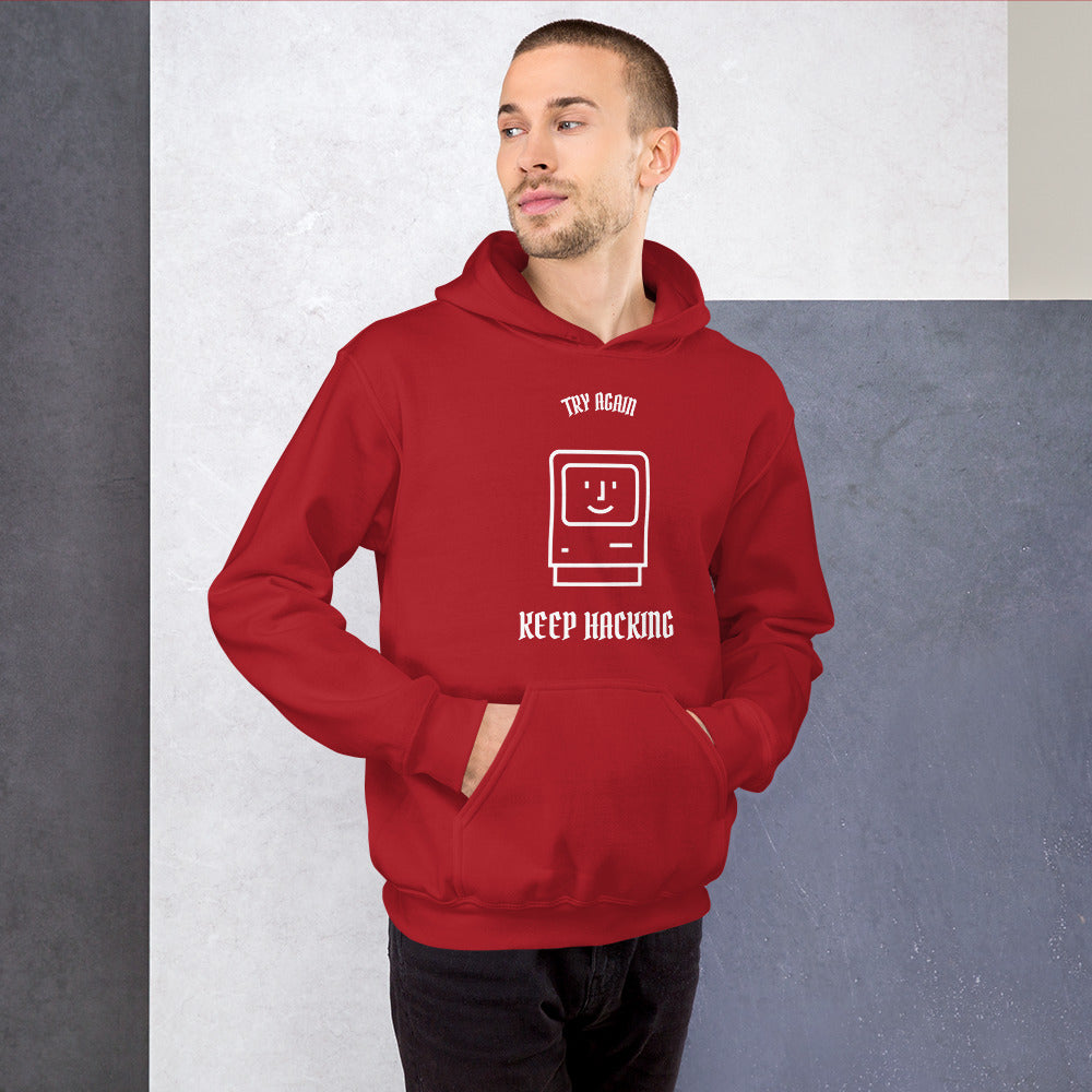 Keep hacking - Hooded Sweatshirt (white text) by DarkByteGear