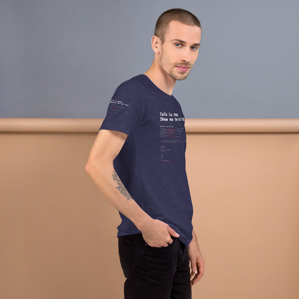 Talk is cheap show me the root flag - Short-Sleeve Unisex T-Shirt by DarkByteGear