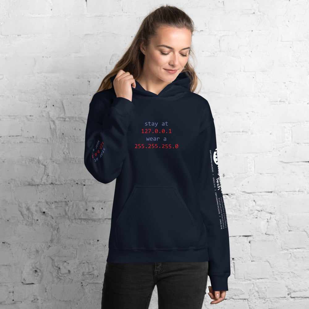 stay at at home, wear a mask v1- Unisex Hoodie (with all sides design) by DarkByteGear