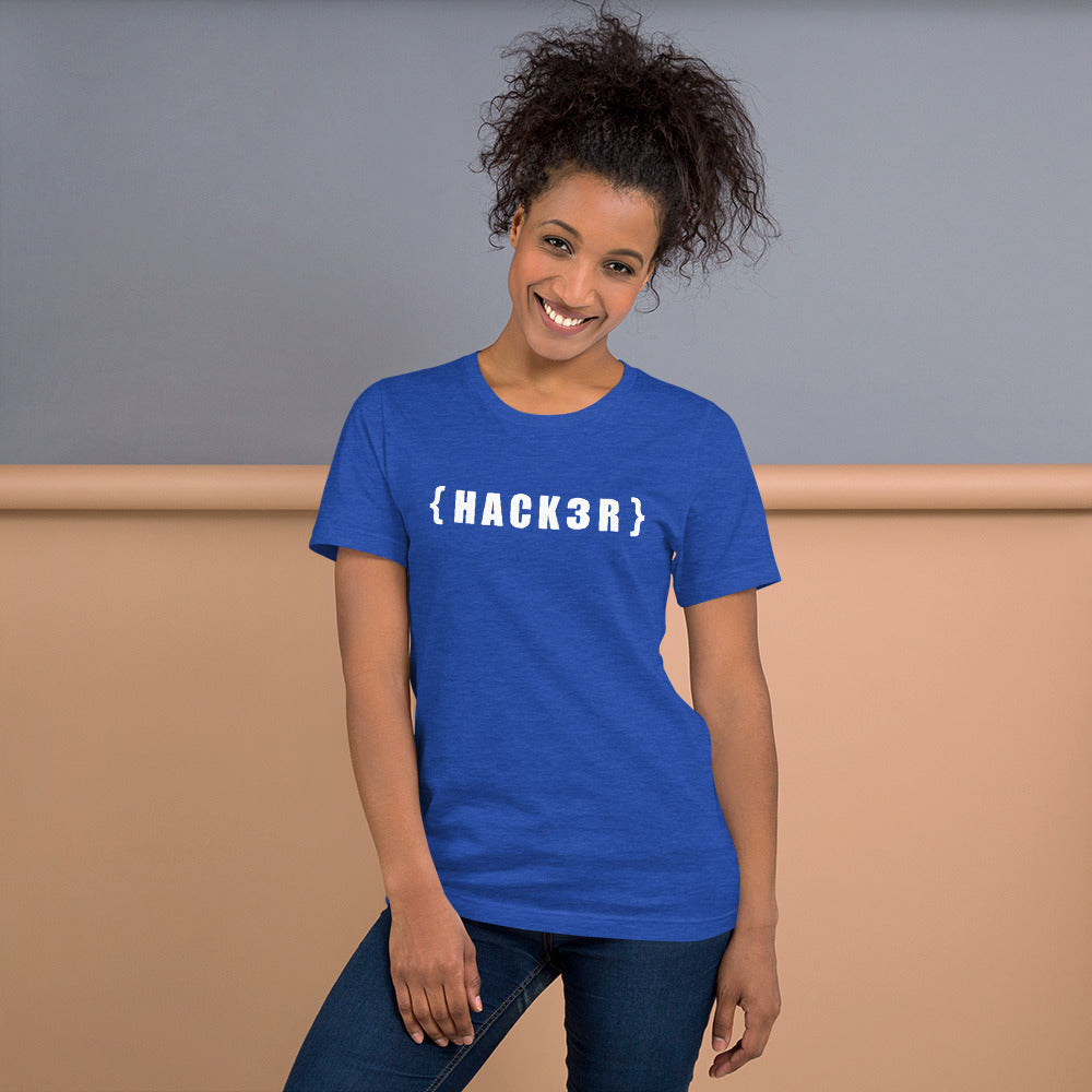 {HACKзR} Short-Sleeve Unisex T-Shirt (white text) by DarkByteGear