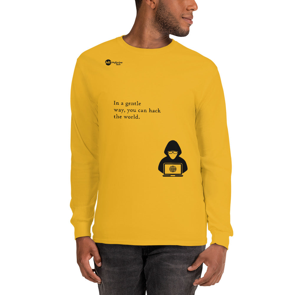 You can hack the world - Long Sleeve T-Shirt (black text) by DarkByteGear