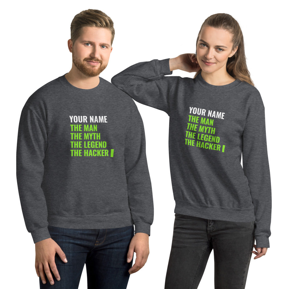 THE LEGEND THE HACKER - Unisex Sweatshirt (green text) by DarkByteGear