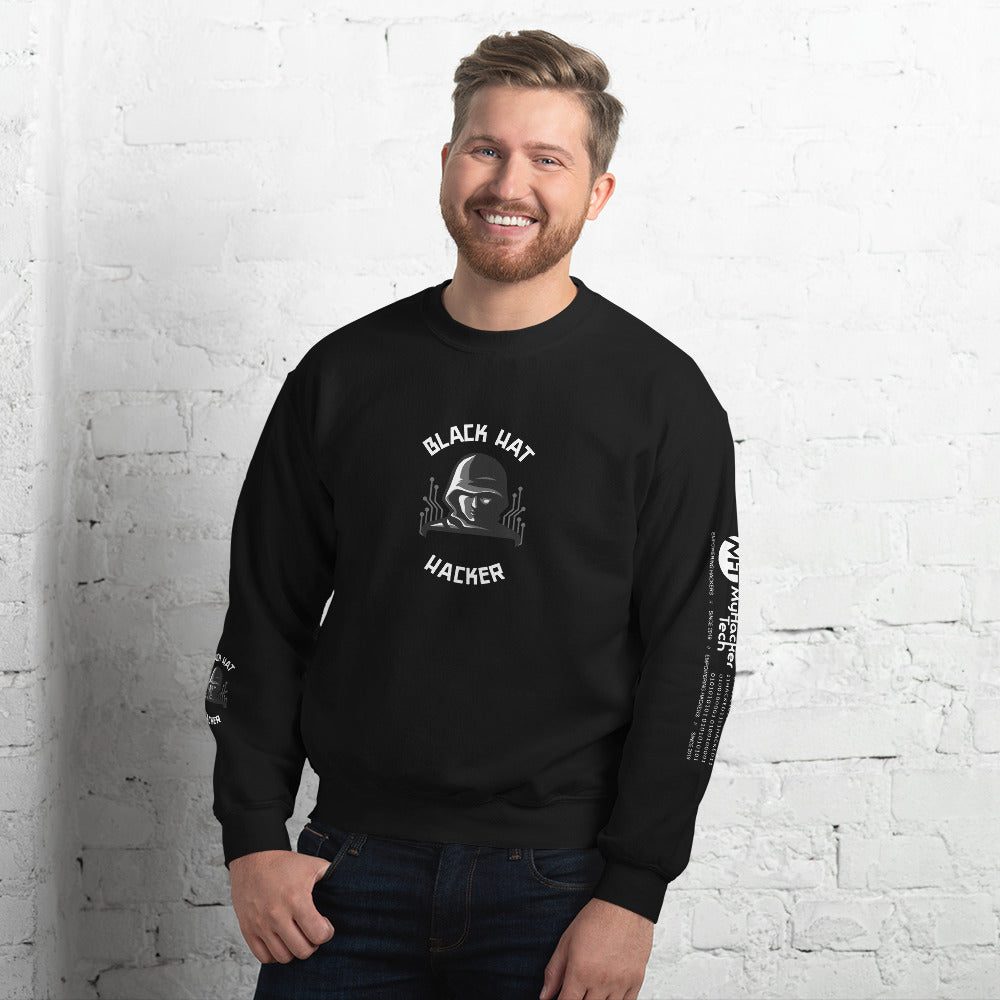 Black Hat Hacker - Unisex Sweatshirt (print on all sides) by DarkByteGear