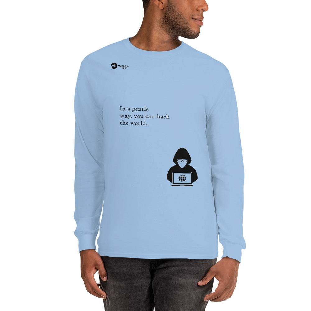 You can hack the world - Long Sleeve T-Shirt (black text) by DarkByteGear