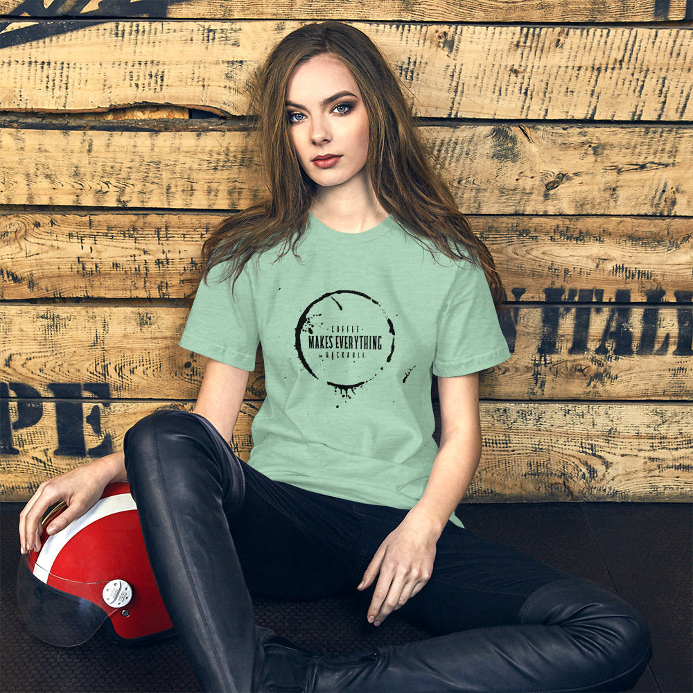 Coffee makes everything hackable - Short-Sleeve Unisex T-Shirt (black text) by DarkByteGear