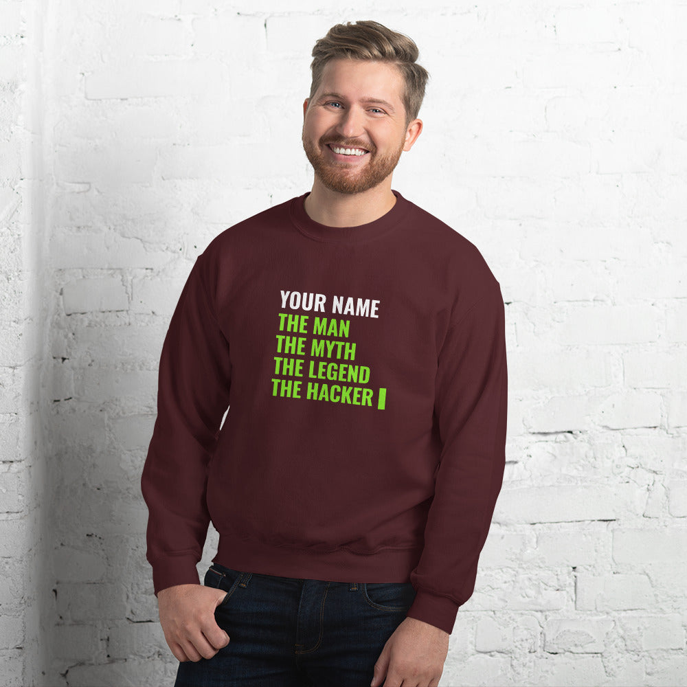 THE LEGEND THE HACKER - Unisex Sweatshirt (green text) by DarkByteGear