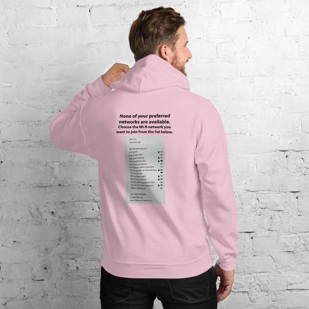 None of your preferred networks are available - Unisex Hoodie (black text) by DarkByteGear