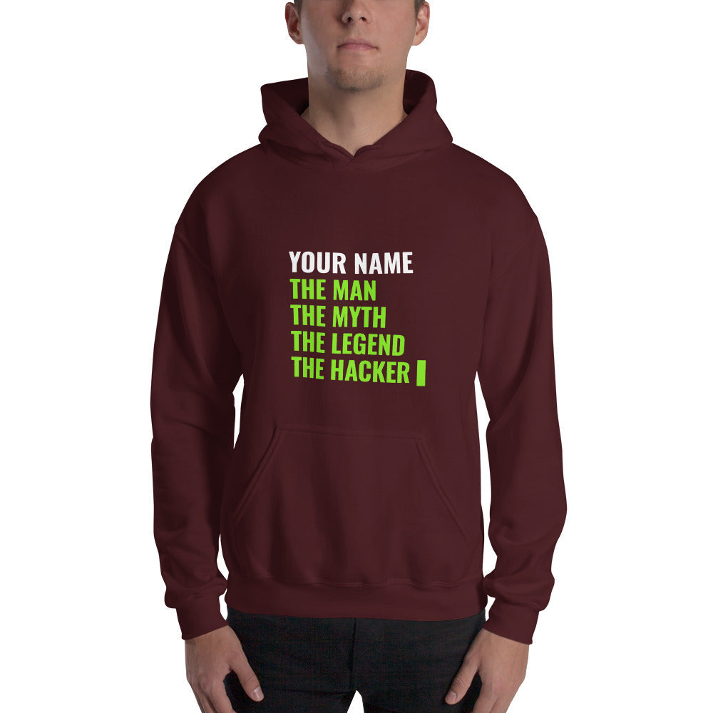THE LEGEND THE HACKER - Unisex Hoodie (green text) by DarkByteGear