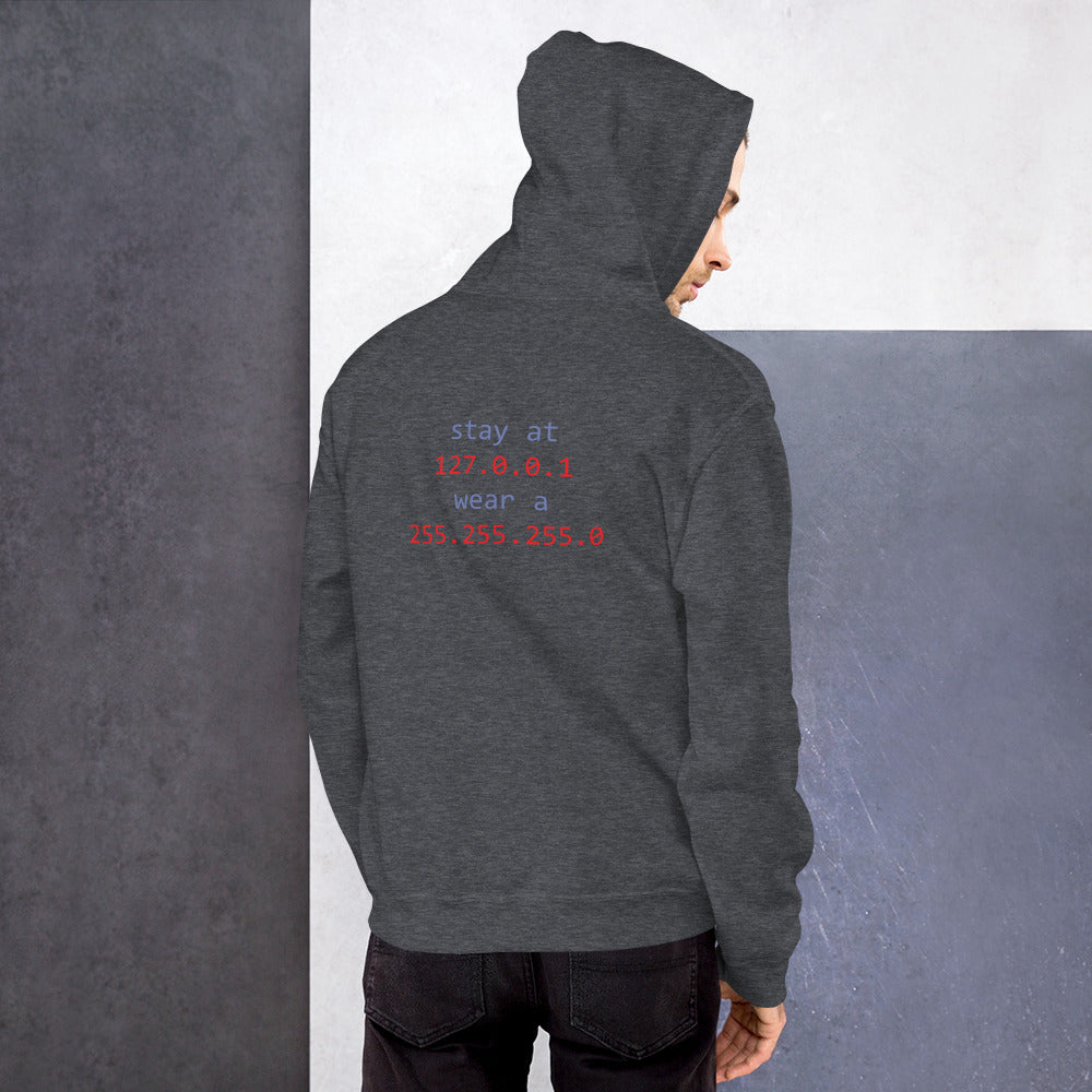 stay at at home, wear a mask v1 - Unisex Hoodie (with back design) by DarkByteGear