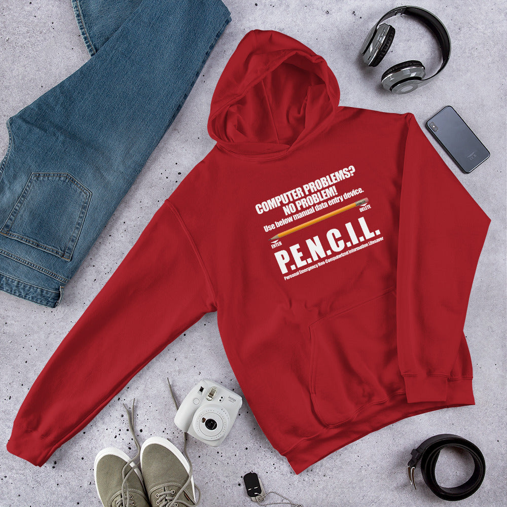 P.E.N.C.I.L. - Hooded Sweatshirt (white text) by DarkByteGear