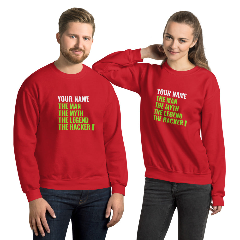 THE LEGEND THE HACKER - Unisex Sweatshirt (green text) by DarkByteGear