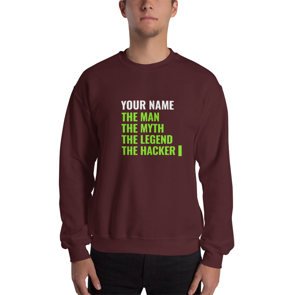 THE LEGEND THE HACKER - Unisex Sweatshirt (green text) by DarkByteGear