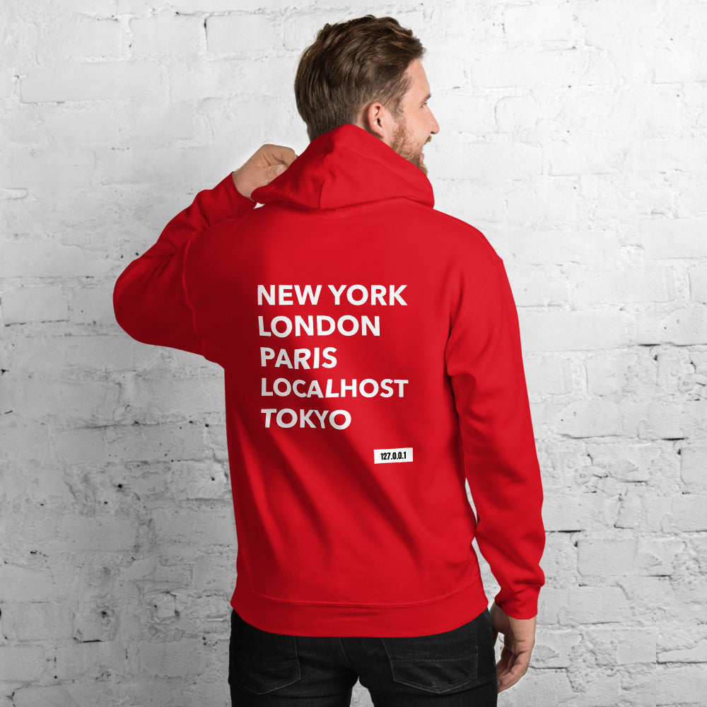 New York London Paris Localhost Tokyo 127.0.0.1 - Unisex Hoodie by DarkByteGear