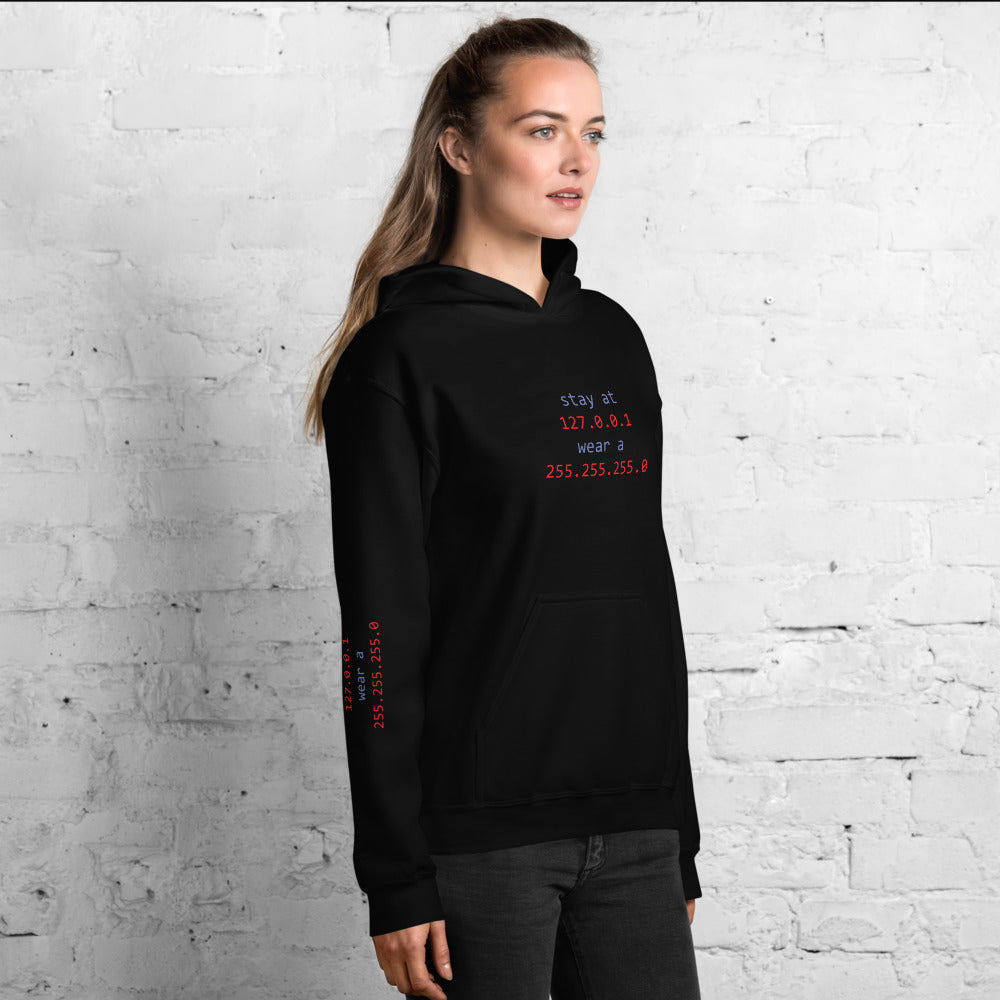 stay at at home, wear a mask v1- Unisex Hoodie (with all sides design) by DarkByteGear