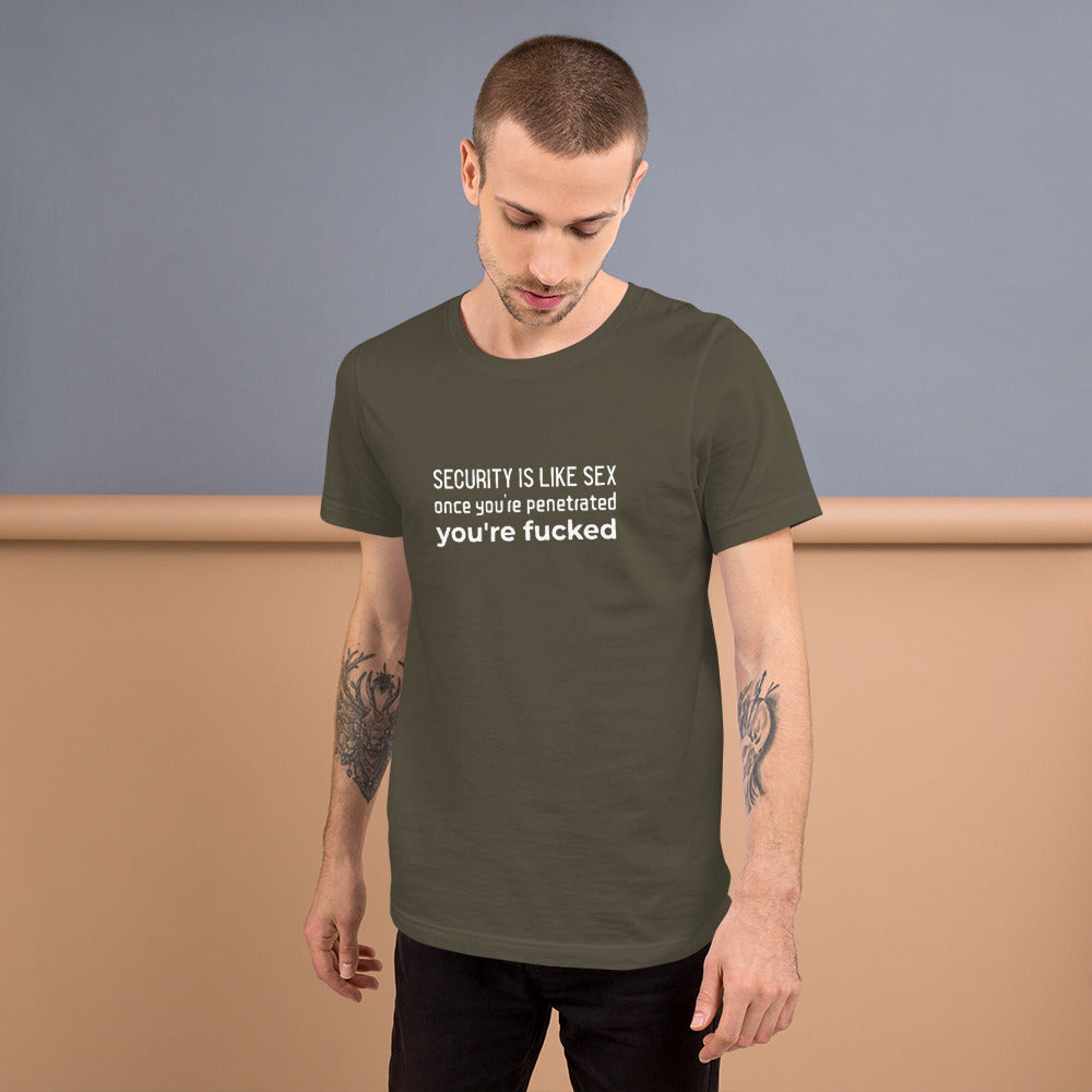 Security is like sex, once you're penetrated, you're fucked - Short-Sleeve Unisex T-Shirt by DarkByteGear
