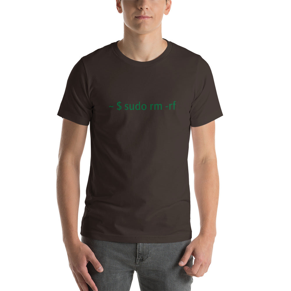 sudo rm -rf - Short-Sleeve Unisex T-Shirt (green text) by DarkByteGear