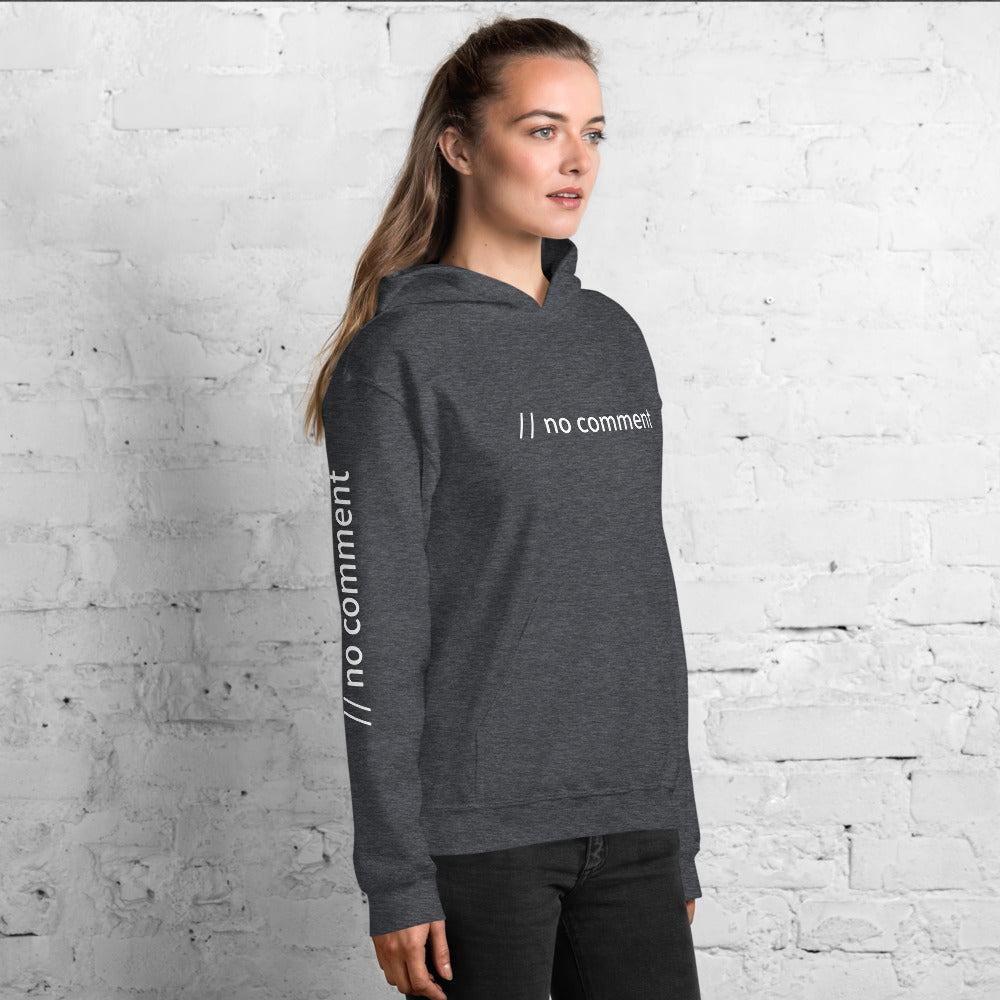 // no comment - Unisex Hoodie ( with sleeve and front designs ) by DarkByteGear