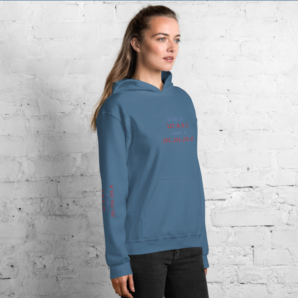 stay at at home, wear a mask v1- Unisex Hoodie (with all sides design) by DarkByteGear