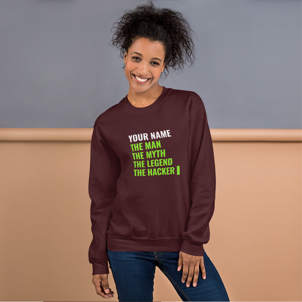 THE LEGEND THE HACKER - Unisex Sweatshirt (green text) by DarkByteGear
