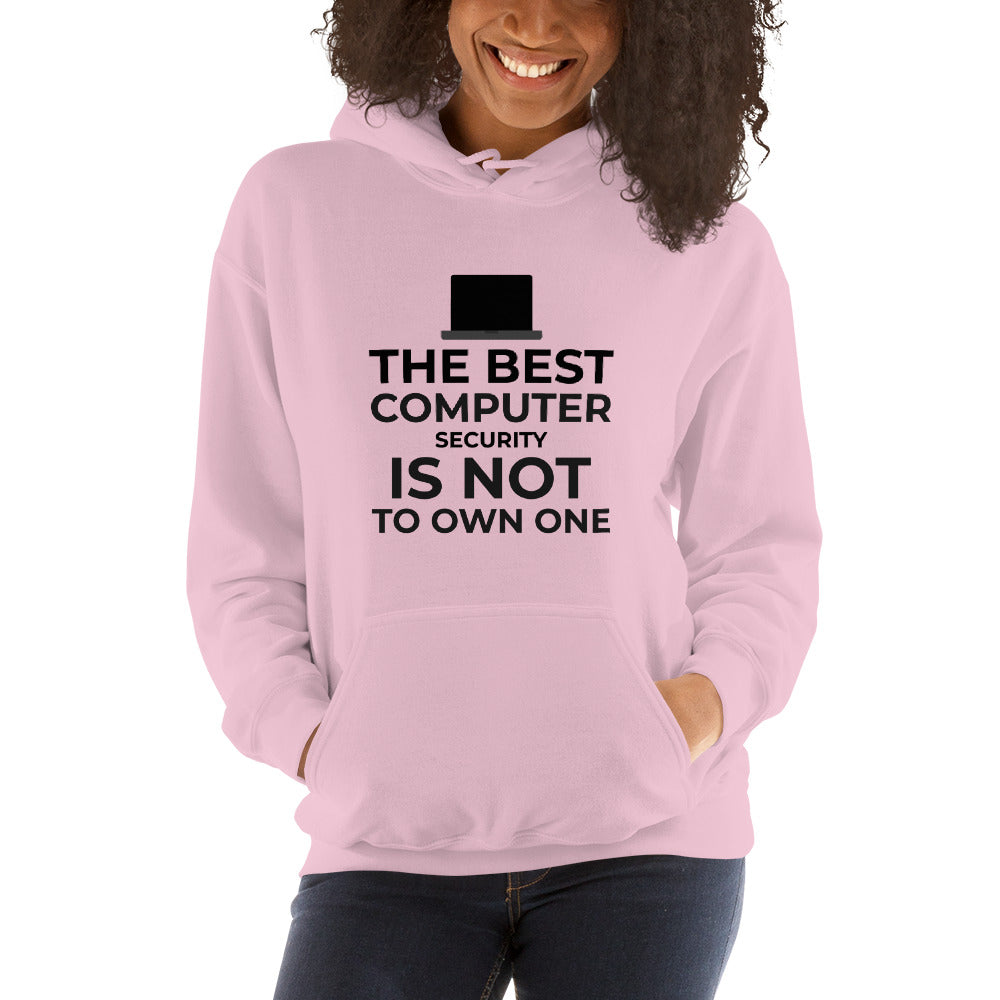 The best Computer Security is not to Own One - Unisex Hoodie (black text) by DarkByteGear