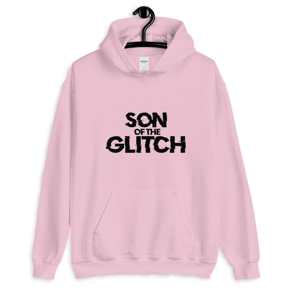 Son of the glitch - Unisex Hoodie (black text) by DarkByteGear