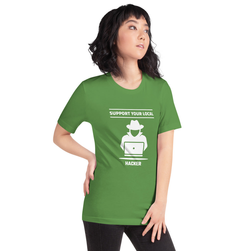 Support your local hacker - Short-Sleeve Unisex T-Shirt (white text) by DarkByteGear