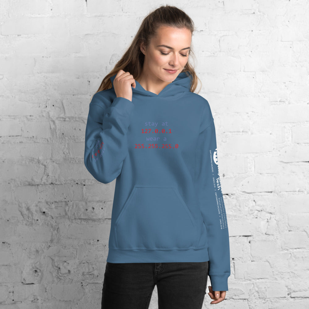 stay at at home, wear a mask v1- Unisex Hoodie (with all sides design) by DarkByteGear