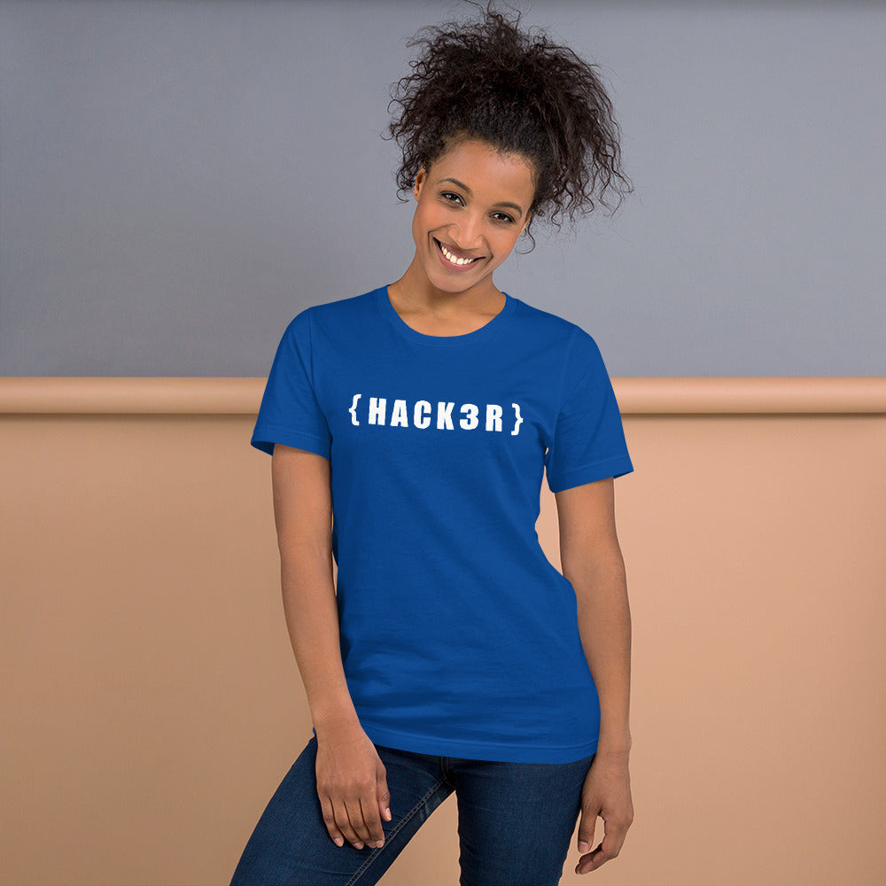 {HACKзR} Short-Sleeve Unisex T-Shirt (white text) by DarkByteGear