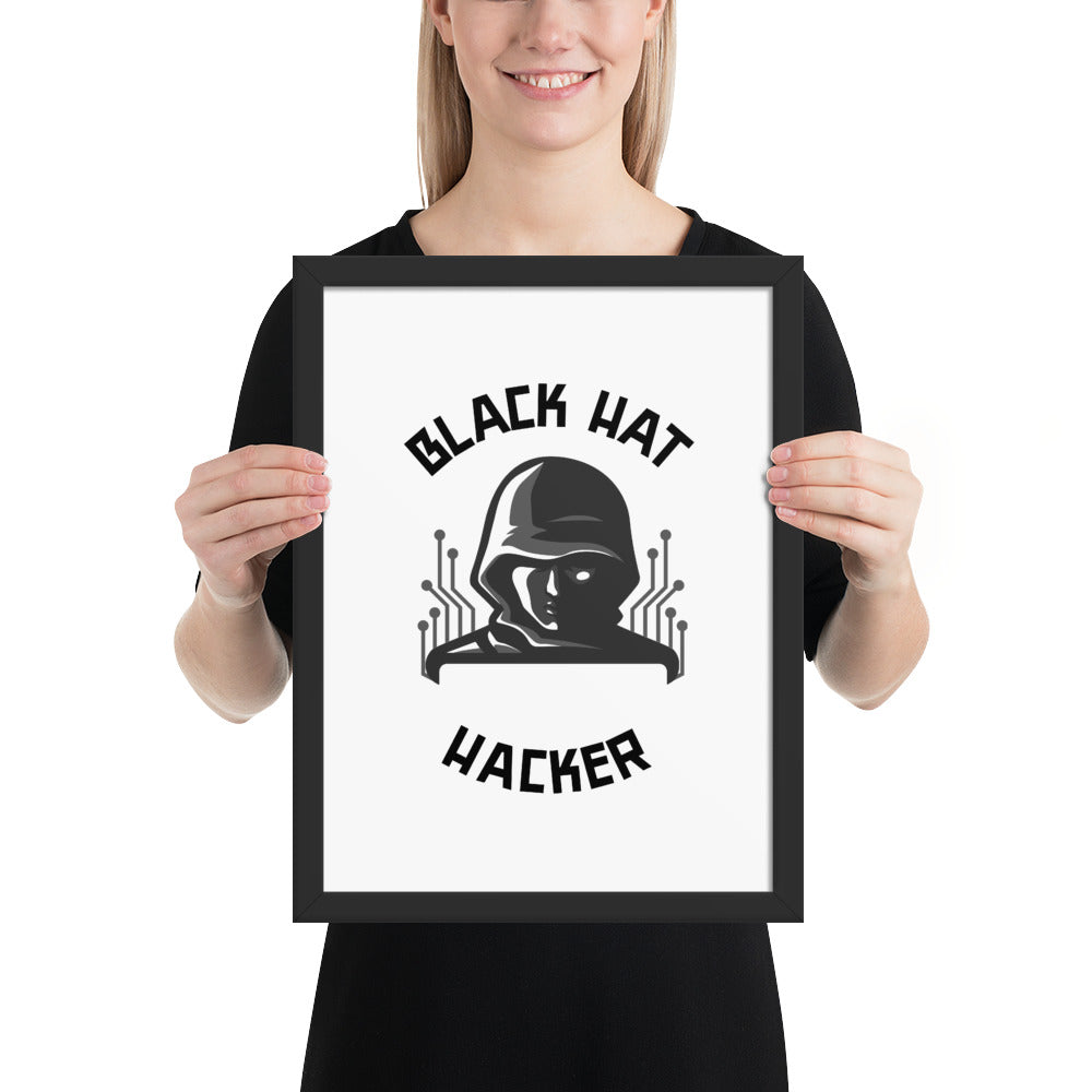 Black Hat Hacker - Framed poster by DarkByteGear