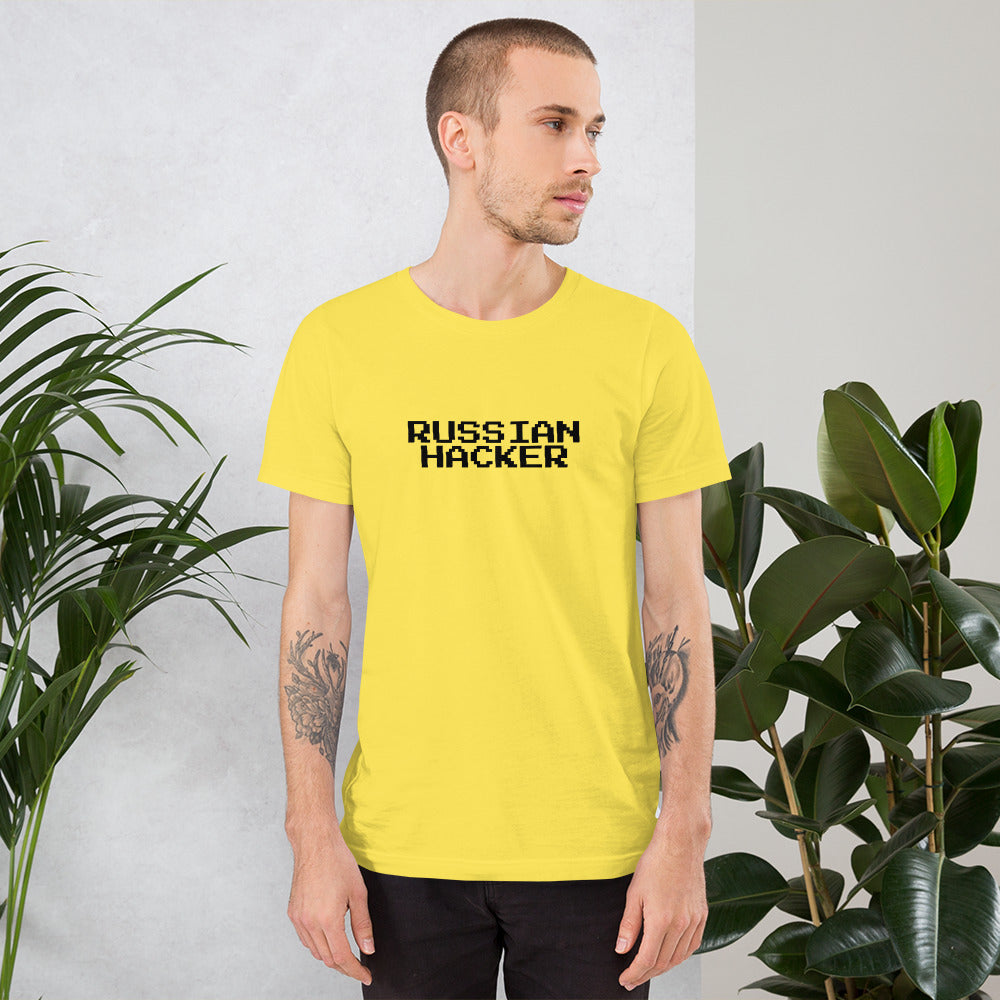 Russian Hacker - Short-Sleeve Unisex T-Shirt (black text) by DarkByteGear