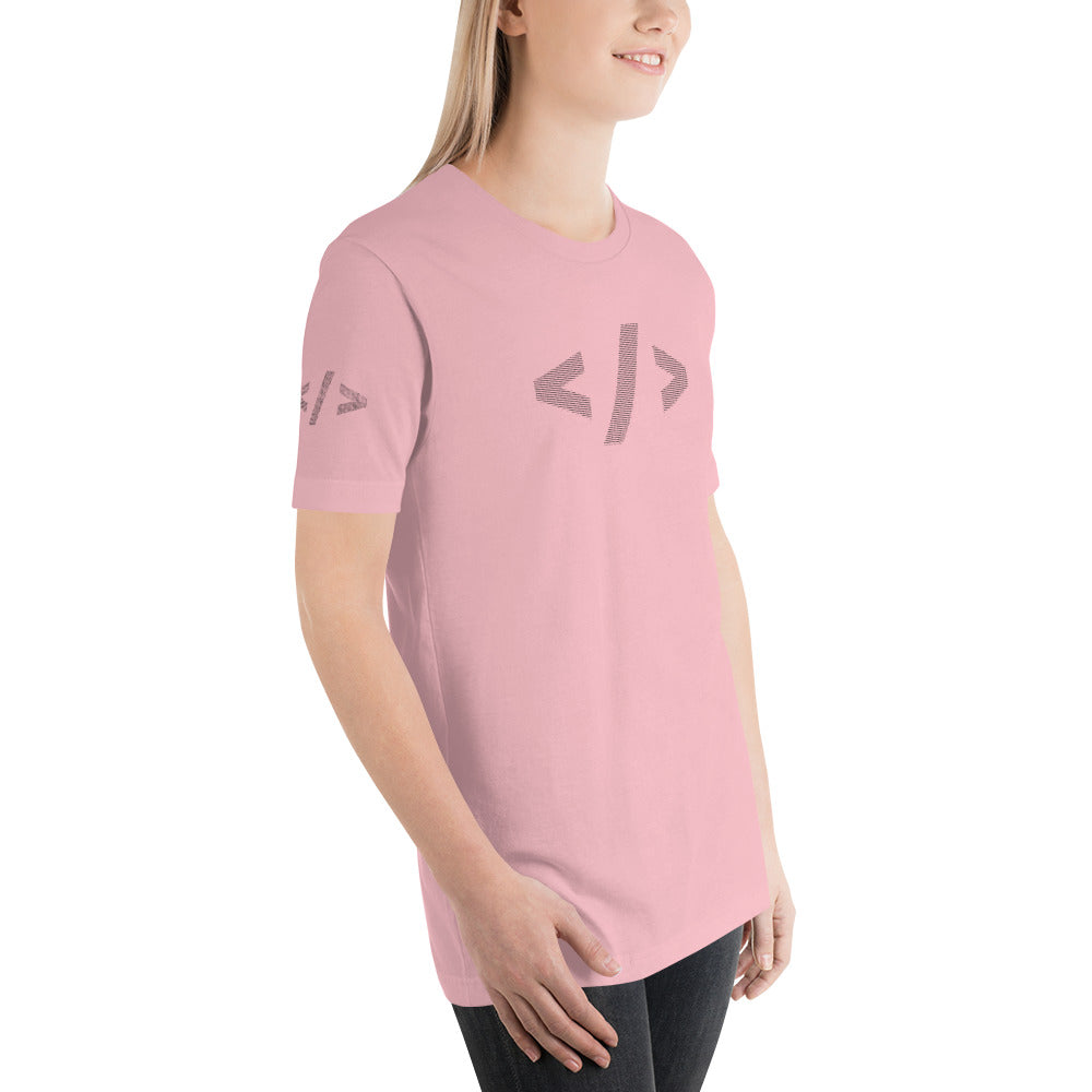 Culture of code in ASCII characters - Short-Sleeve Unisex T-Shirt (black text) by DarkByteGear