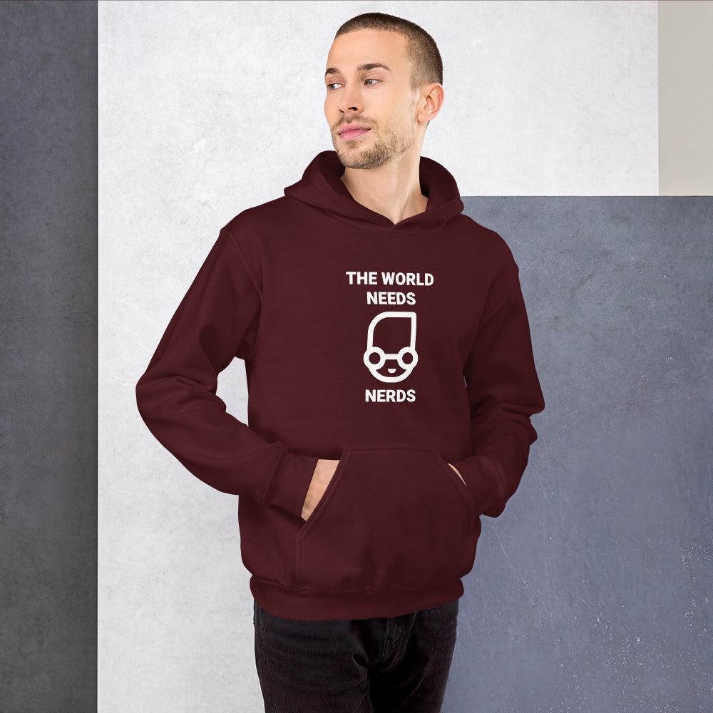 The world needs nerds - Unisex Hoodie (white text) by DarkByteGear