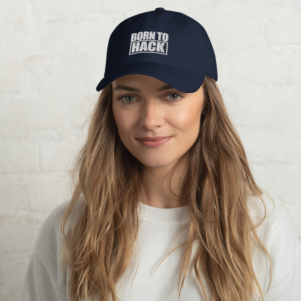Born to hack - Dad hat (white text) by DarkByteGear