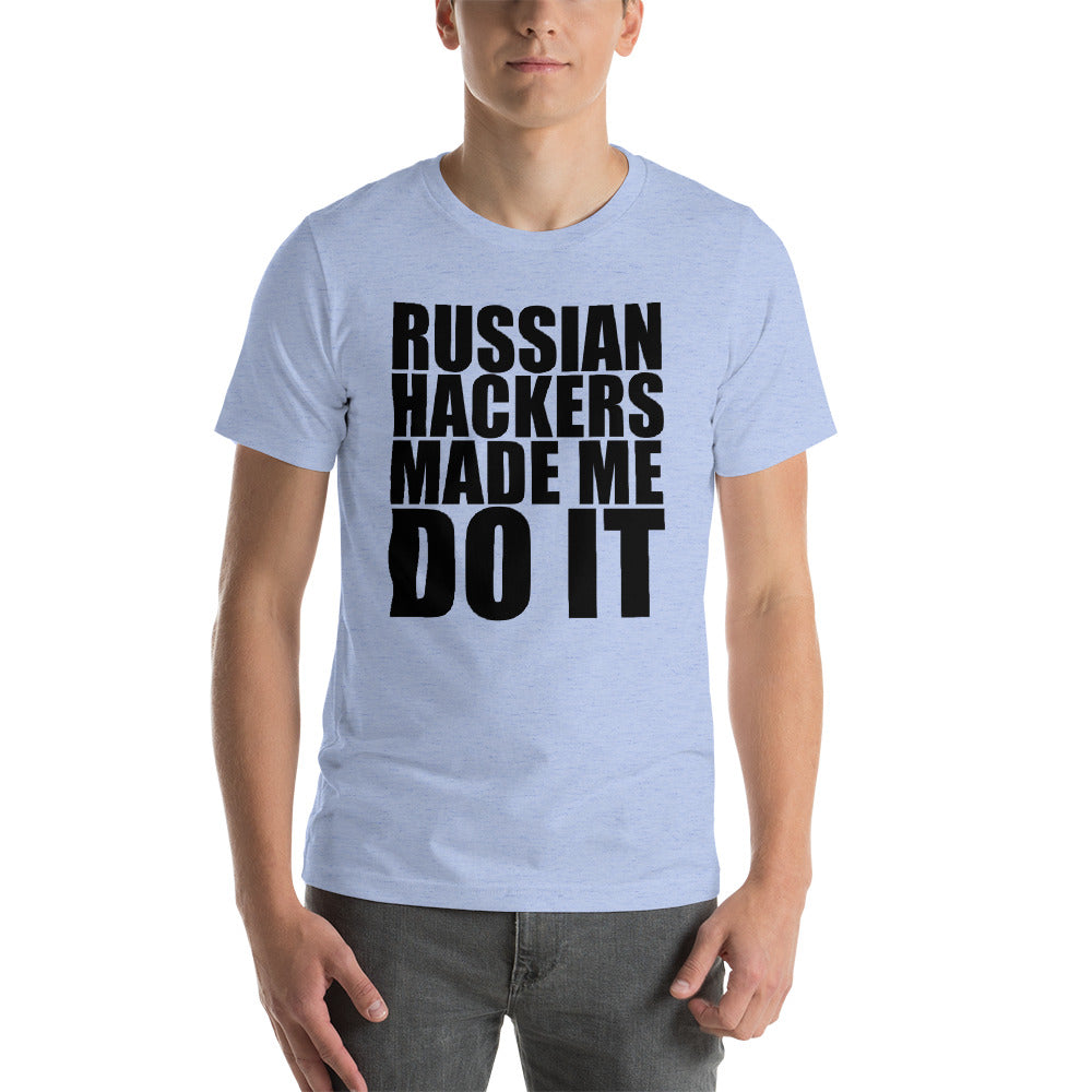 Russian hackers - Short-Sleeve Unisex T-Shirt (black text) by DarkByteGear