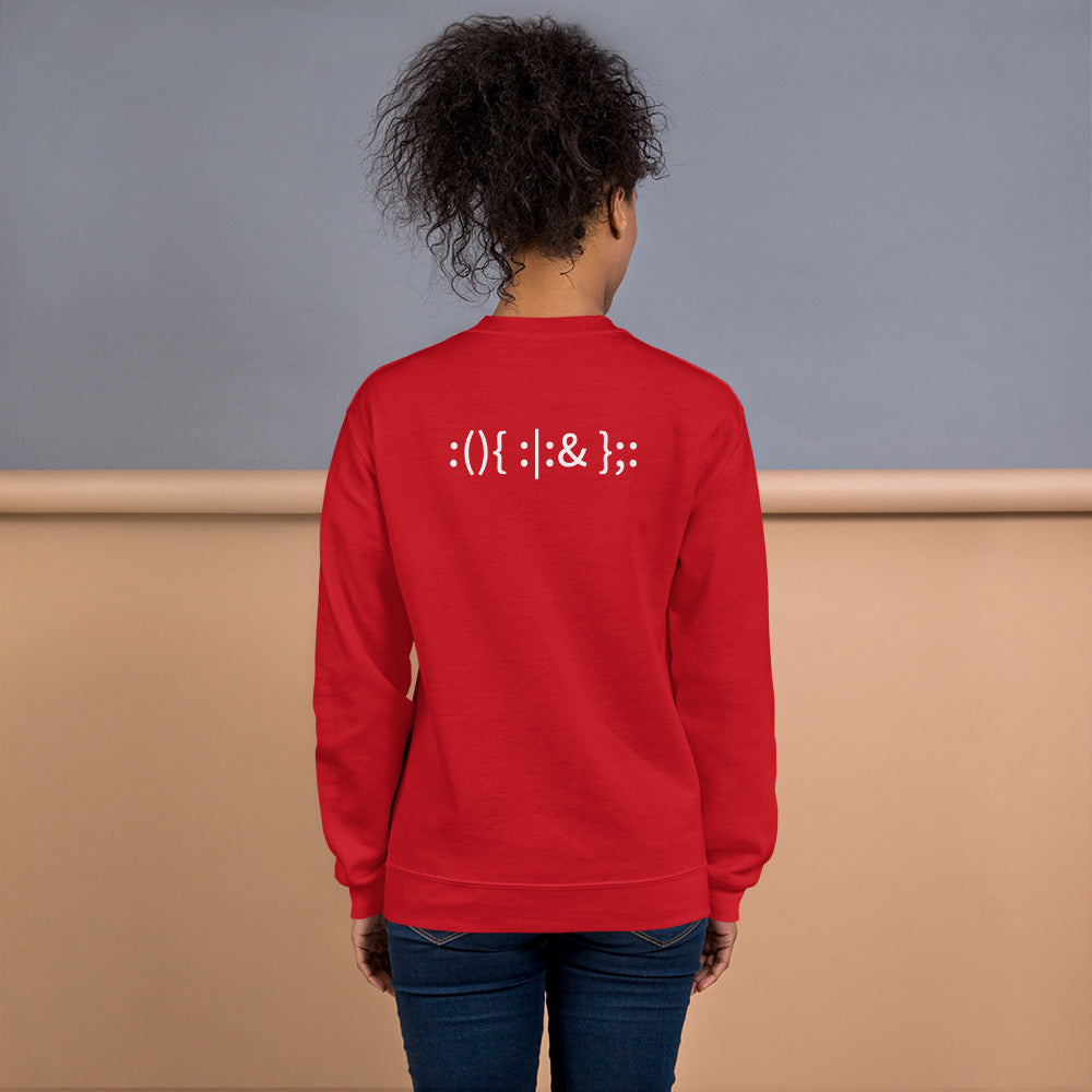 Linux Hackers - Bash Fork Bomb - Unisex Sweatshirt (with back design) by DarkByteGear