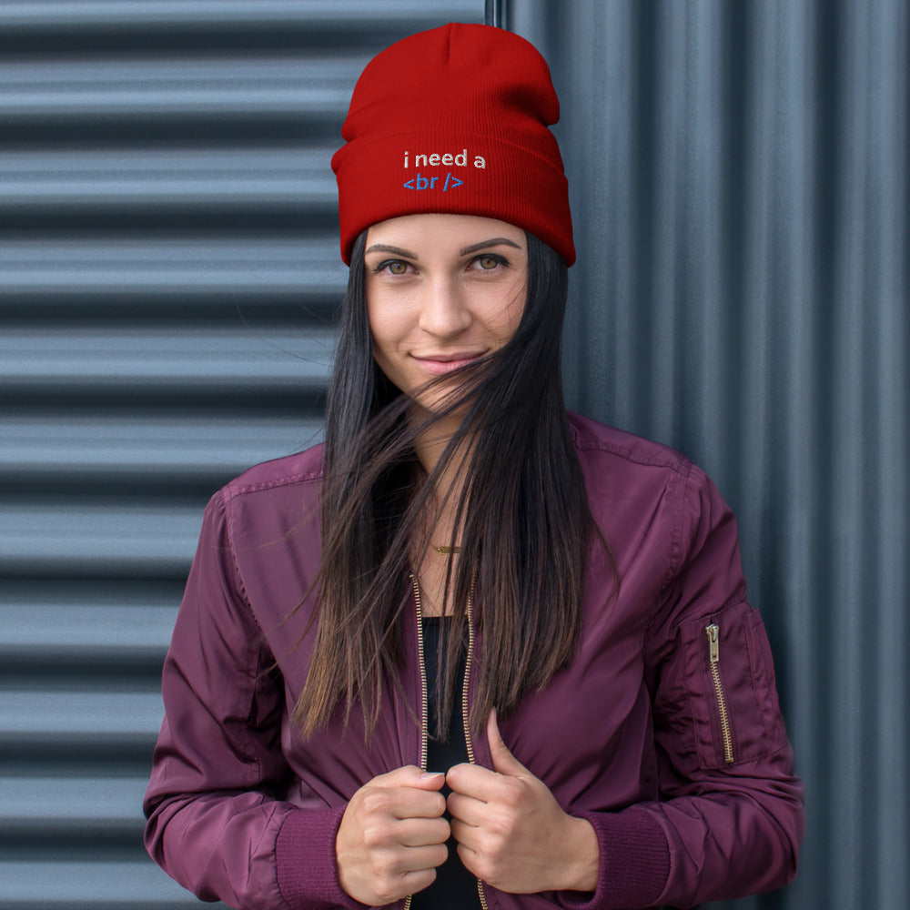i need a break - Embroidered Beanie by DarkByteGear