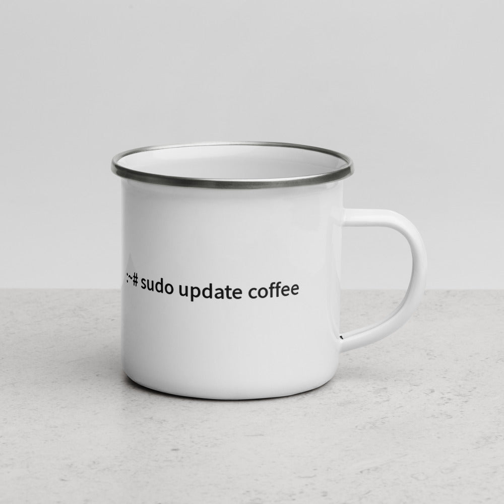 sudo update coffee - Enamel Mug by DarkByteGear