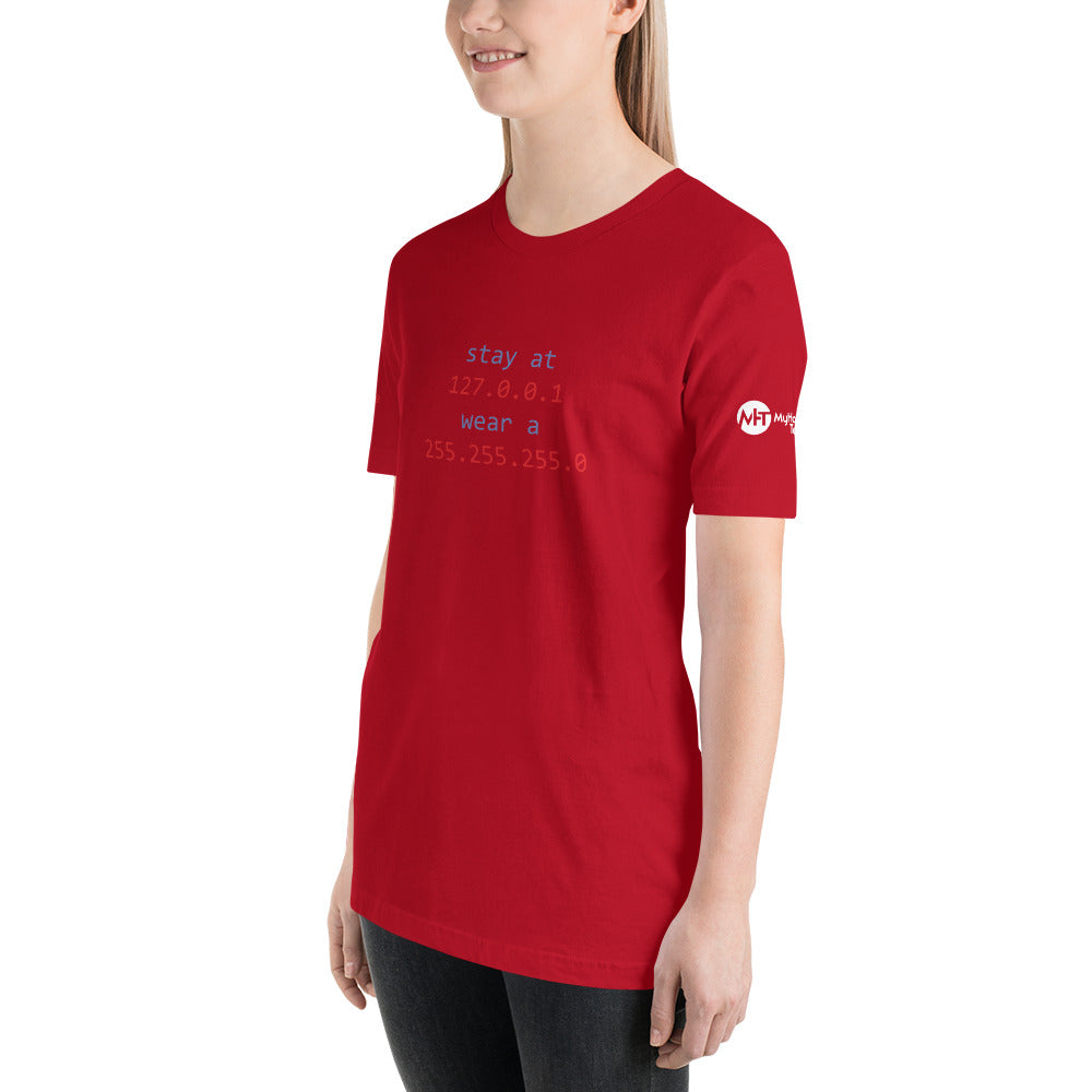 stay at at home, wear a mask - Short-Sleeve Unisex T-Shirt (v1 all sides design) by DarkByteGear