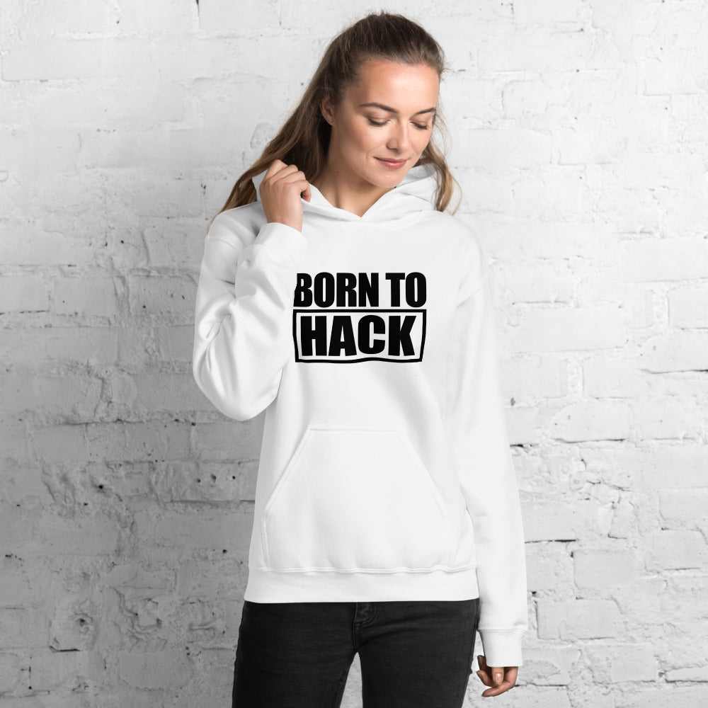 Born to hack - Hooded Sweatshirt (black text) by DarkByteGear