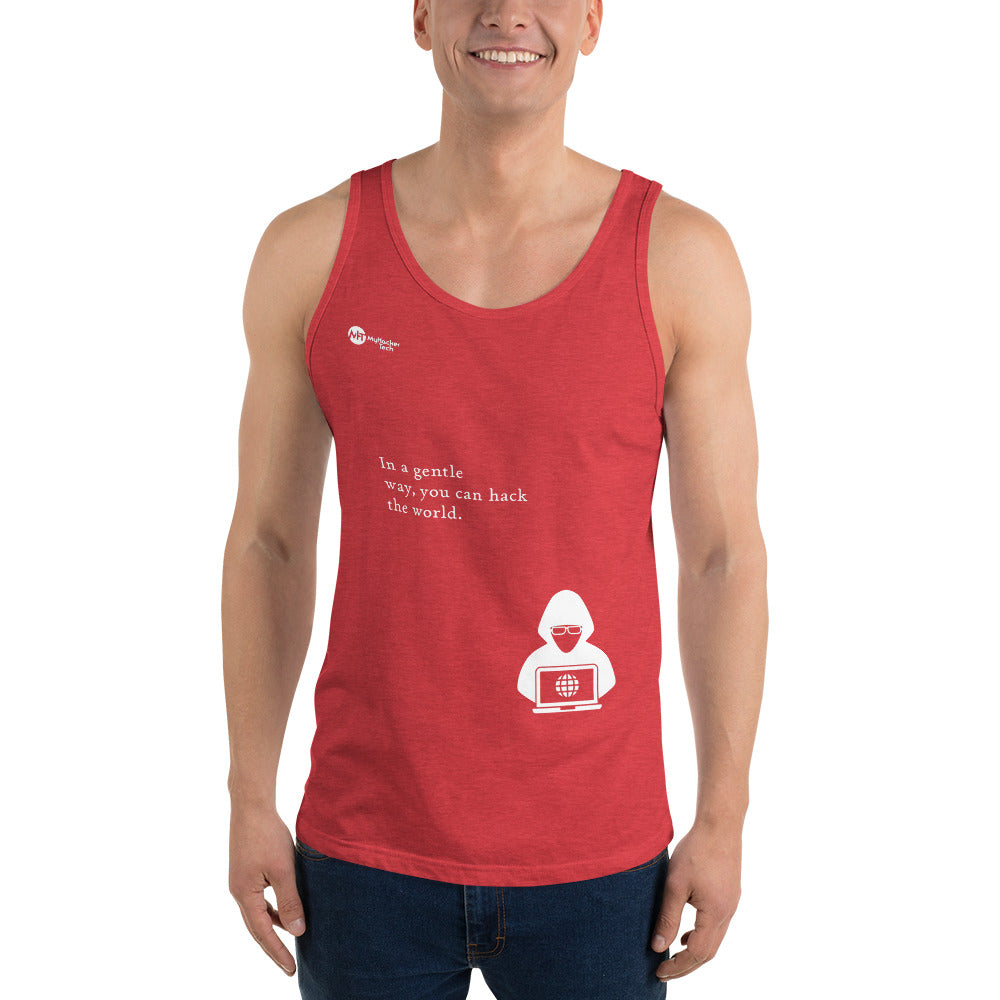 You can hack the world - Unisex Tank Top (white text) by DarkByteGear