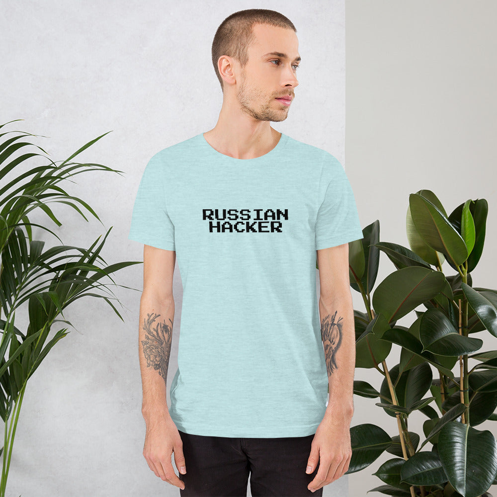 Russian Hacker - Short-Sleeve Unisex T-Shirt (black text) by DarkByteGear