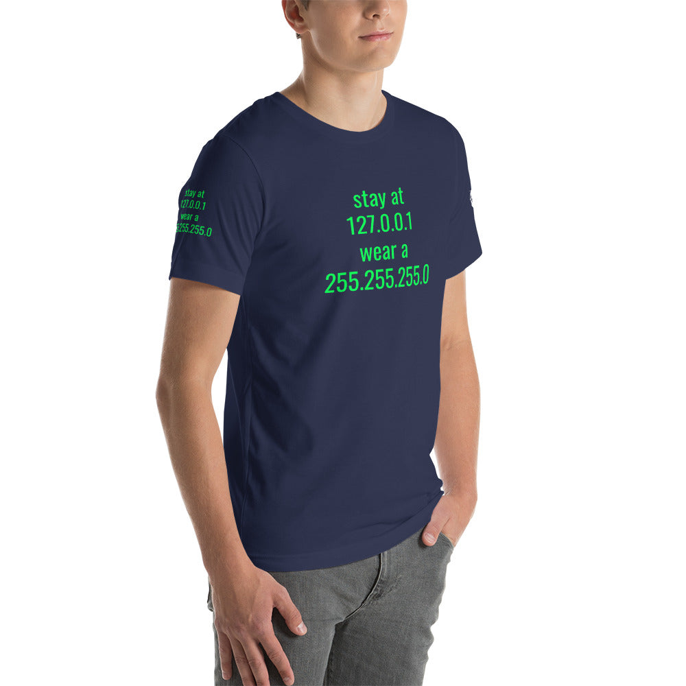 stay at at home, wear a mask - Short-Sleeve Unisex T-Shirt (with all sides designs) by DarkByteGear