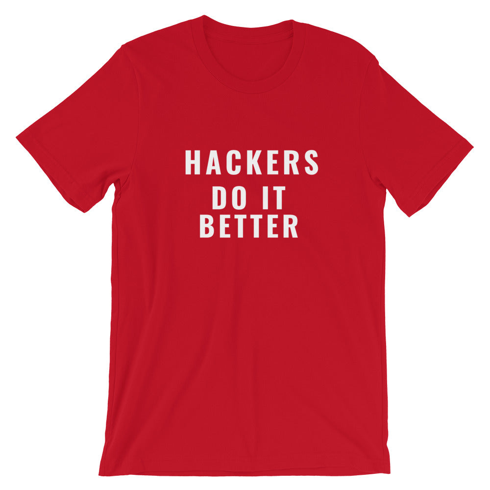 Hackers do it better - Short-Sleeve Unisex T-Shirt (white text) by DarkByteGear