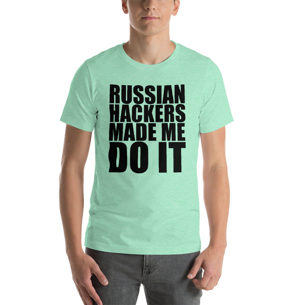 Russian hackers - Short-Sleeve Unisex T-Shirt (black text) by DarkByteGear
