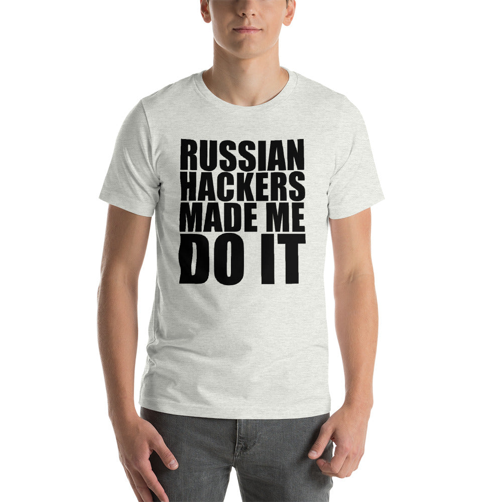 Russian hackers - Short-Sleeve Unisex T-Shirt (black text) by DarkByteGear