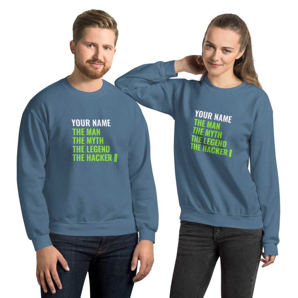 THE LEGEND THE HACKER - Unisex Sweatshirt (green text) by DarkByteGear