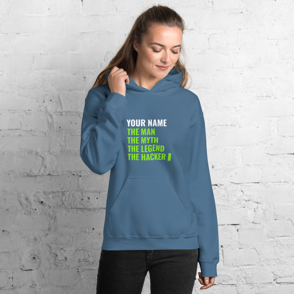 THE LEGEND THE HACKER - Unisex Hoodie (green text) by DarkByteGear
