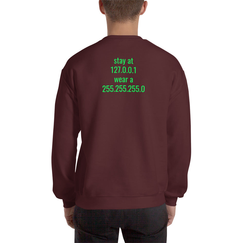 stay at at home, wear a mask - Unisex Sweatshirt (with back design) by DarkByteGear