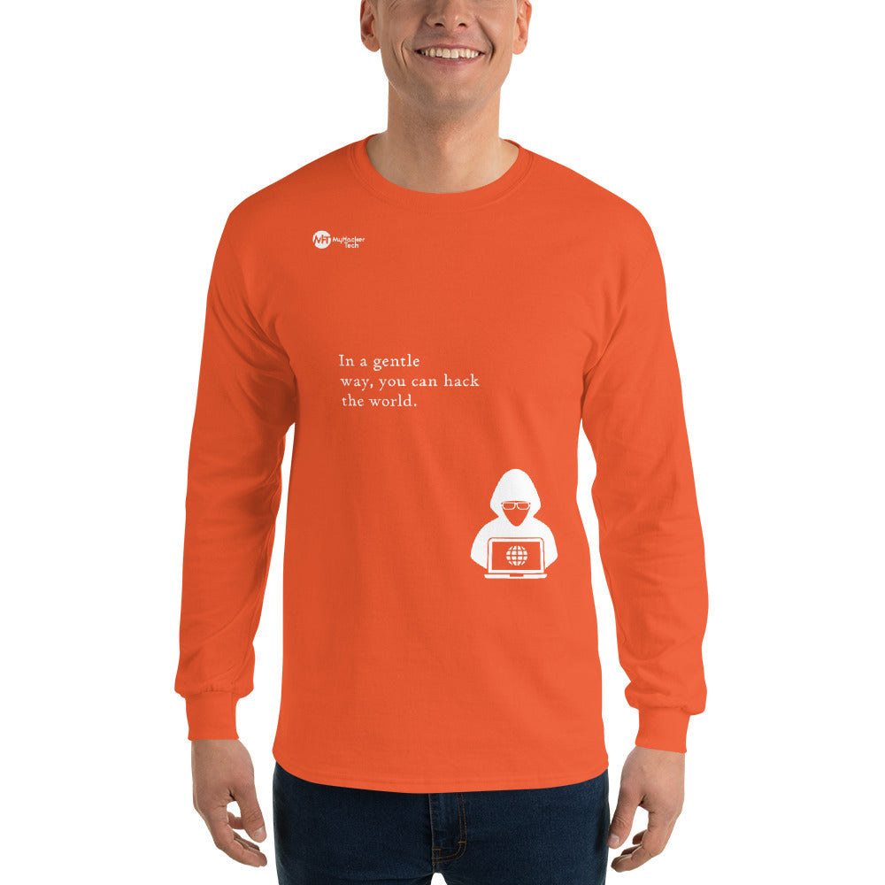 You can hack the world - Long Sleeve T-Shirt (white text) by DarkByteGear