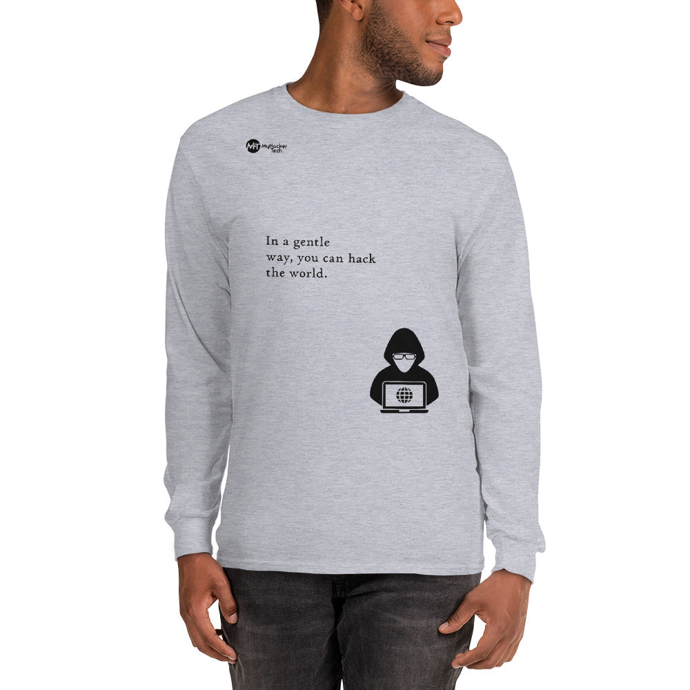 You can hack the world - Long Sleeve T-Shirt (black text) by DarkByteGear
